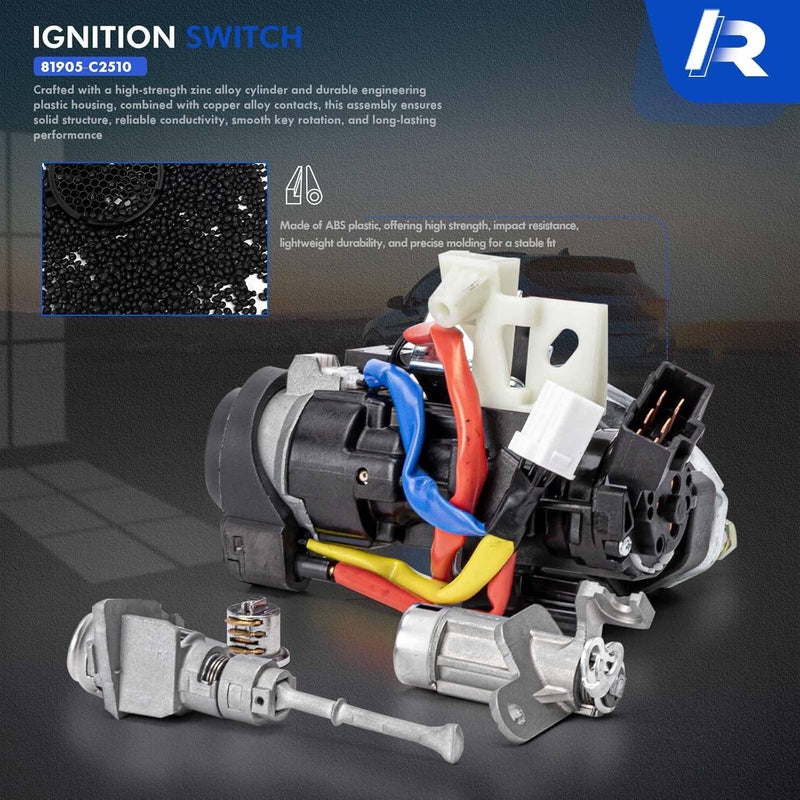 RHAOCZIYAUTO 81905-C2510 Ignition Lock Switch Assembly with 2 Door Lock & Glovebox Lock & Keys Fit for Hyundai Sonata 2015-2019, Ignition Lock Cylinder with Housing Replace# 81970-C1A00 81900-C1A00 81900-C1B00 - Image 3